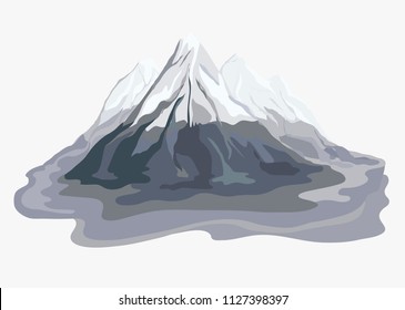 Painted mountain view landscape illustration