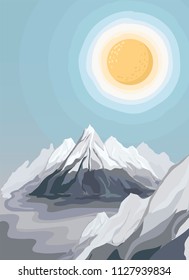 Malerische Bergsicht Landschaftsgrafik