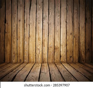 painted old wooden wall. brown room, vector