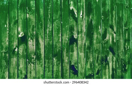 painted old wooden wall. green background, vector