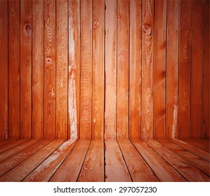una pared de madera pintada. habitación roja, vector