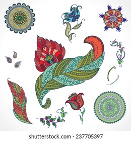 painted ornamental floral elements