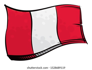 Bandera del Perú pintada ondeando en el viento