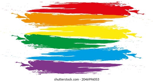 Painted Rainbow LGBT Pride flag isolated on white background. Six colored striped flag: red, orange, yellow, green, blue, and violet.