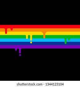 Painted rainbow on black background. Vector illustration.
