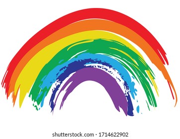 Painted rainbow on a white background vector