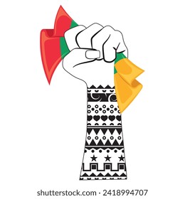 Painted raising hand protest gesture Vector illustration