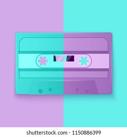 Painted Retro cassette tapes purple and turquoise