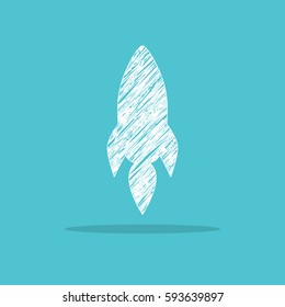 Painted rocket for web design