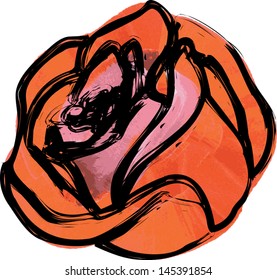 Painted Rose Vector Illustration