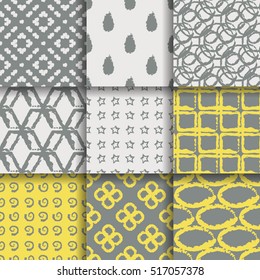 Painted seamless patterns set. Distress texture grunge design. Grunge paint backgrounds. Vector wallpaper or fabric print.