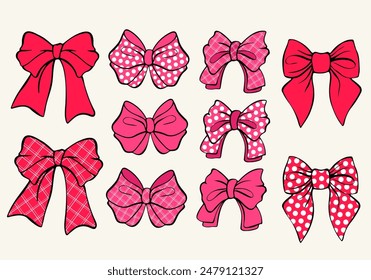 painted set of bows for decoration and design	