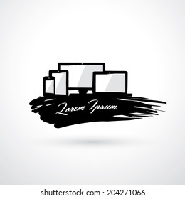 Painted set of ui devices - vector illustration