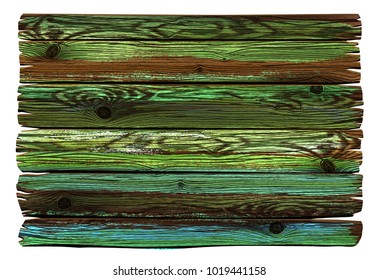 Painted shabby wooden board. Green emerald turquoise wooden sign. Rough vintage background with  paint scraps.