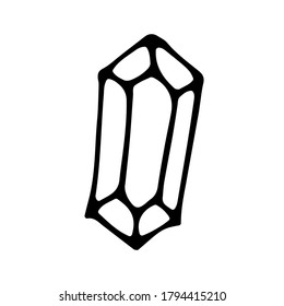 diamante simple pintado de icono blanco y negro.Brillian dibujado a mano para , afiches, tarjetas de felicitación, camisetas de diseño femenino. Aislado sobre fondo blanco.