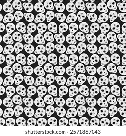 Painted skeletons Seamless pattern in grayscale. Day of the dead festive abstract background texture