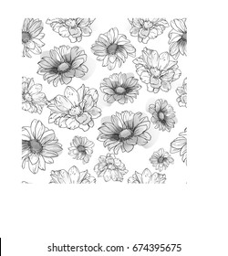 Painted sketch pattern flowers vector illustration
