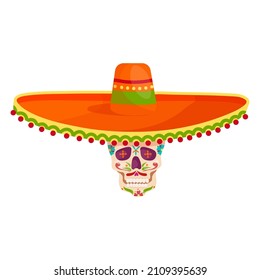 painted skull
Cinco de Mayo in a vibrant Mexican sambrero. Cartoon vector graphics.