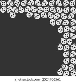 Painted skulls in grayscale Top corner frame border Copyspace. Day of the dead greeting design idea