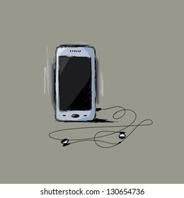 Painted smart phone - vector illustration