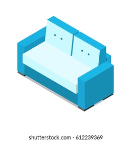 Painted sofa isometric in 3d. Living room or office furniture