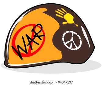 painted soldier's helmet.vector illustration