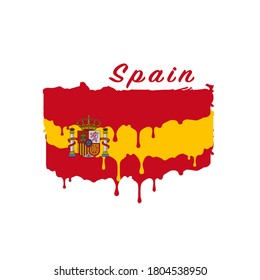 Bandera española pintada, goteo de pintura de la bandera española. Ilustración vectorial de existencias aislada en fondo blanco