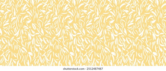 Painted spotted seamless pattern. Yellow simple background with abstract organic shapes, drops, spots, circles, snowflakes, dots. Vector hand drawn sketch forms print
