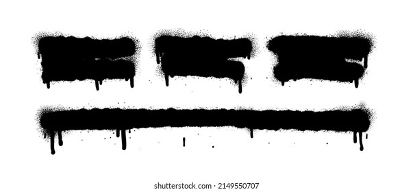 Painted spray elements. Grunge graffiti painted borders and shapes, dirty splatter street art strokes. Spray textured black lines vector illustration set. Graffiti art dirty, spot grunge splattered.