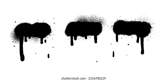 Painted spray elements. Grunge graffiti painted borders and shapes, dirty splatter street art strokes. Spray textured black lines vector illustration set. Graffiti art dirty, spot grunge splattered.