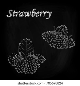 painted strawberries on a blackboard