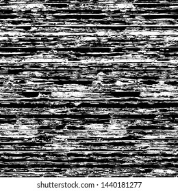 Painted striped pattern. Seamless horizontal brush stroke lines. Sketchy hand drawn graphic print. Grunge vector design. Black and white background. Grungy glitch texture. Distorted illustration