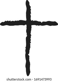 Painted stroke of Easter Cross Christian Resurrection of Jesus Christ the Messiah vector scene on black and white for salvation, grace themes or concepts.	