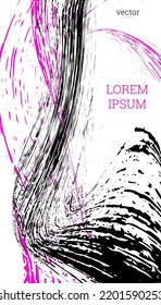 Painted strokes, waves. Abstract cover, vector.