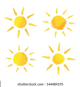 Painted suns collection. Vector illustration