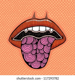Painted sweet mouth with tongue