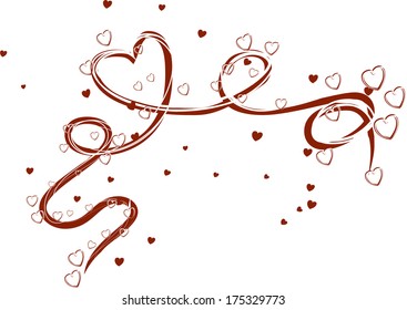 Painted swirl heart Illustration on white background