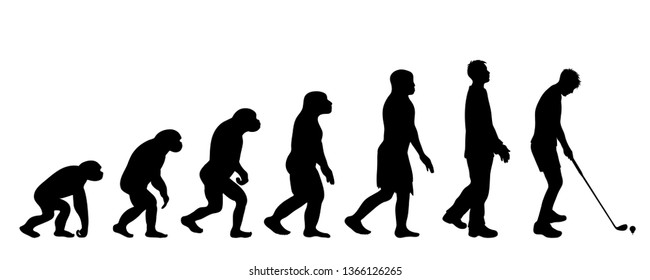 Painted theory of evolution of man. Vector silhouette of homo sapiens. Symbol from monkey to snowboarder.