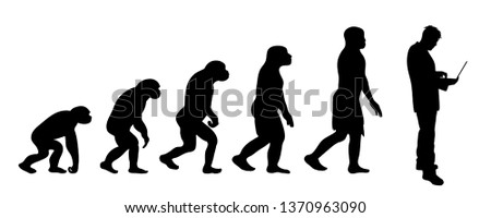Painted theory of evolution of man. Vector silhouette of homo sapiens. Symbol from monkey to businessman.