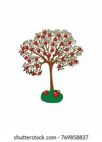 Painted tree with apples