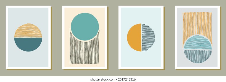 Painted trendy banners vector set. Watercolor blotches collage. Scandinavian style design. Youth home decor layouts. Brush stroke elements.