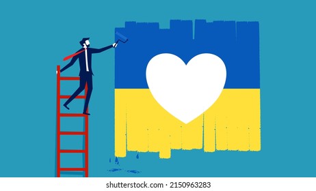 painted in the Ukrainian flag. Ukraine Independence Day Banner With Modern Design