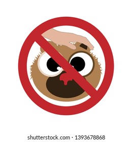 Painted vector illustration of ban on touching bear on white background. Symbol of animal,zoo,warning.