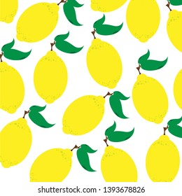 Painted vector illustration of painted lemon on white background. Symbol of fruit, food,vegetarian,vegan.