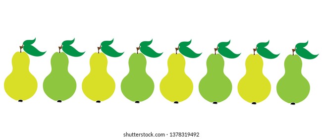 Painted vector illustration of pears on white background. Symbol of fruit, food,vegetarian,vegan.