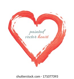 painted vector isolated heart frame red