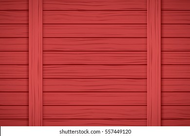 Painted Wood Background. Plank Red color. Vector Illustration