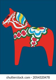 Painted wooden Swedish horse vector