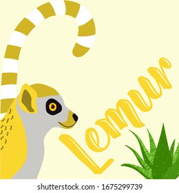 painted yellow lemur, vector graphics