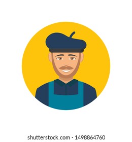 Painter, artist icon. Flat vector illustration on white background. EPS 10
